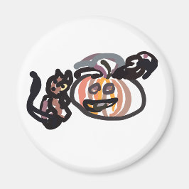 Íman Gato preto e corvo de Halloween
