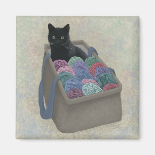 Íman Gato preto em saco de fio