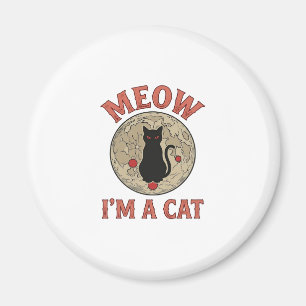 Íman Gato Preto Engraçado Lua Vintage Design de Hallowe