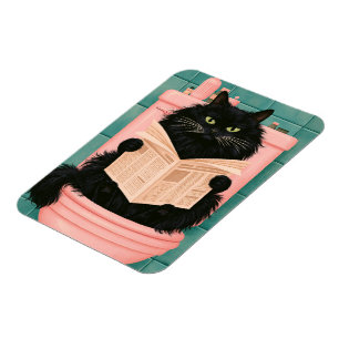 Íman Gato preto engraçado no banheiro