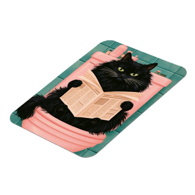 Íman Gato preto engraçado no banheiro  (Left Side)