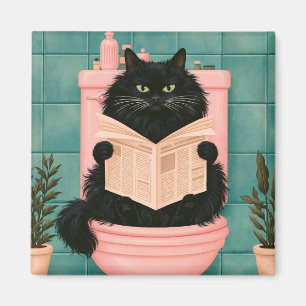 Íman Gato Preto Engraçado no Banheiro