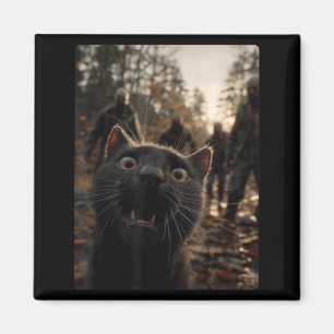 Íman Gato Preto Engraçado Selfie Com Zombies Felino Ani