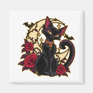 Íman Gato Preto Familiar da Lua Sangrenta Crescente