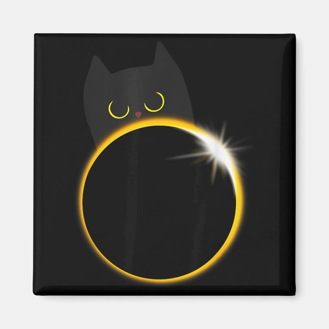 Íman Gato Preto Fofinho Amante de Eclipse Solar (Frente)