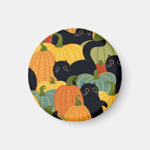 Íman Gato Preto Fofo e Abóbora Halloween Sem Costura