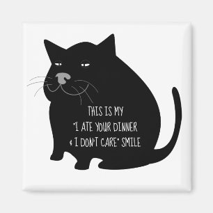 Íman Gato Preto Gordo Presunçoso Citação Divertida