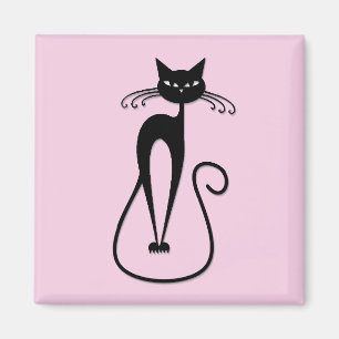 Íman Gato preto magro e caprichoso rosa