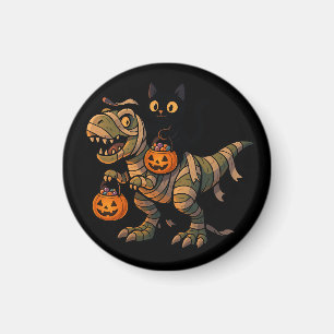 Íman Gato Preto Montando Múmia T-Rex – Dino Fofo de Hal