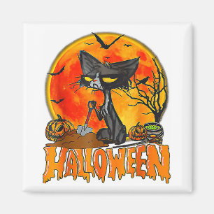 Íman Gato Preto Na Pumpkin, Figurino De Lua Cheia