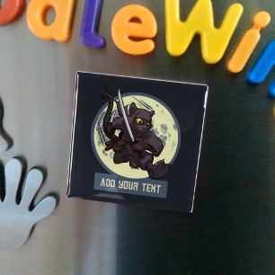 Íman Gato Preto Ninja Saltando Arte Alternativa