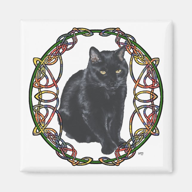 Íman Gato Preto Nó Celta (Frente)