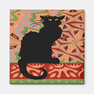 Íman Gato preto no papel de parede abstrato