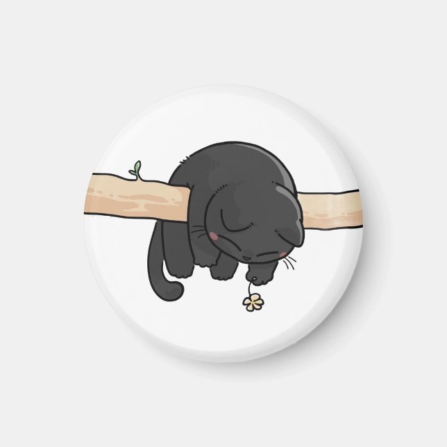 Íman Gato Preto Sonolento Fofo (Frente)