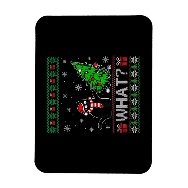 Íman Gato Que Gato Negro Engraçado Puxando Árvore De Na (Vertical)