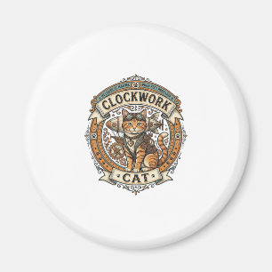 Íman Gato Relógio Gato Steampunk Antigo Arte Vetorial S