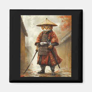 Íman Gato Samurai Japão Japonês Gráfico Engraçado
