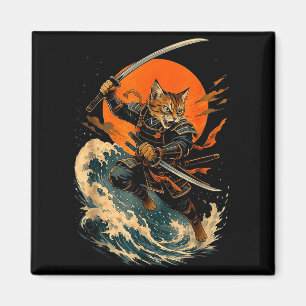 Íman Gato Samurai Japonês Vintage Ukiyo-e Gato Anime Gi