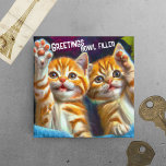 Íman Gato | Saudações Boliche Enchedor Engraçado Fritad<br><div class="desc">Ímanes de geladeira de gatinhos comicamente bonitos. O texto diz: "saudações,  preenchimento de tigela" com dois gatinhos laranja,  acenando com um olá. Um presente bonito para mães de gatos,  pais de gatos,  ou qualquer entusiasta de gatos.</div>