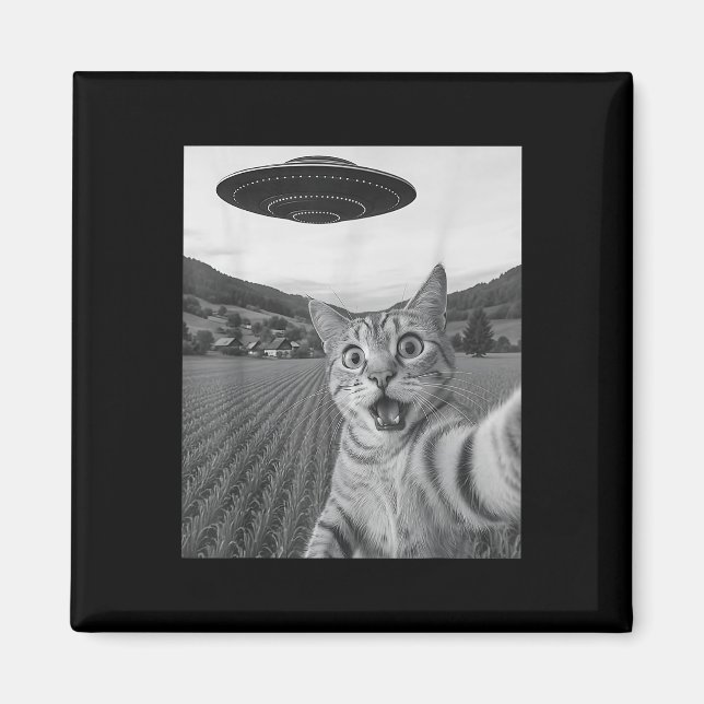 Íman Gato Selfie Com Alienígena Ufo Engraçado Alienígen (Frente)