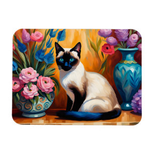 Íman Gato siamês e Buquês em Vases