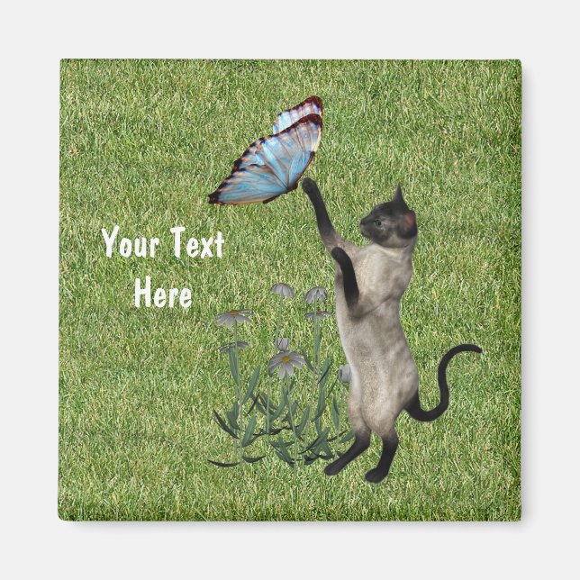 Íman Gato Siamês E Magneta De Borboleta (Frente)