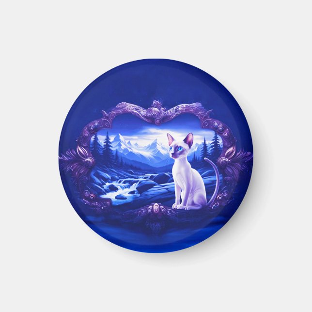 Íman Gato Siamês Em Quadro Cênico (Frente)