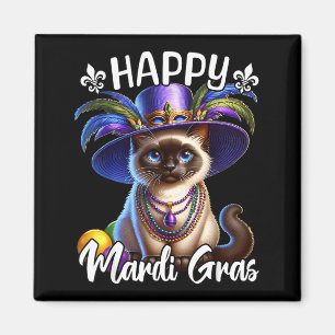 Íman Gato Siames Feliz Mardi Gras Gato Siames