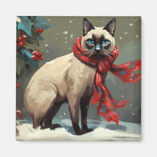 Íman Gato Siamês no Natal da Neve