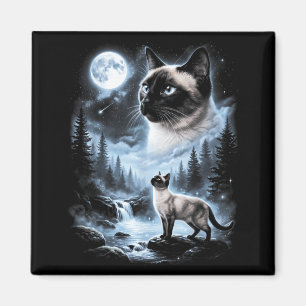 Íman Gato Siameses Uivando Para a Lua 90s Retro