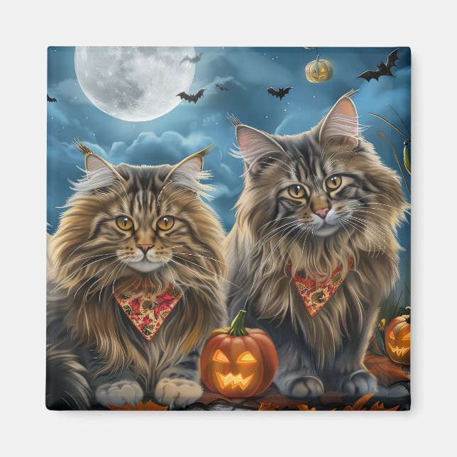 Íman Gato Siberiano Halloween Assustador  (Frente)