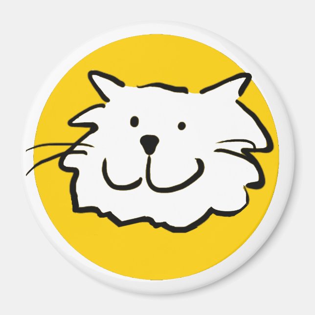 Íman Gato Sorridente Feliz como uma Ilustração de Desen (Frente)