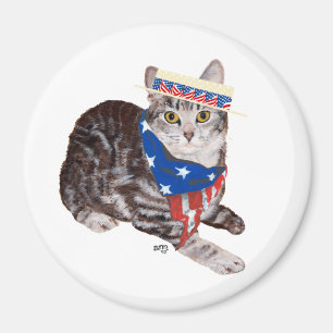 Íman Gato Tabby American Shorthair Patriótico