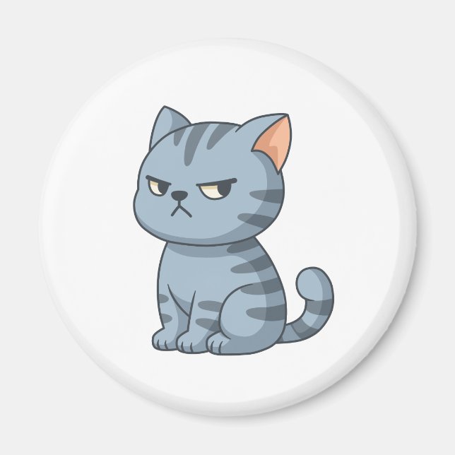 Íman Gato Tabby Cinza Mal-Humorado (Frente)