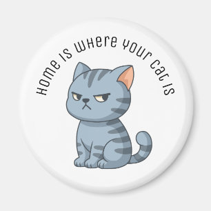Íman Gato Tabby Cinza Mal-Humorado Texto Personalizado