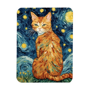Íman Gato Tabby Gengibre na Noite Estrelada