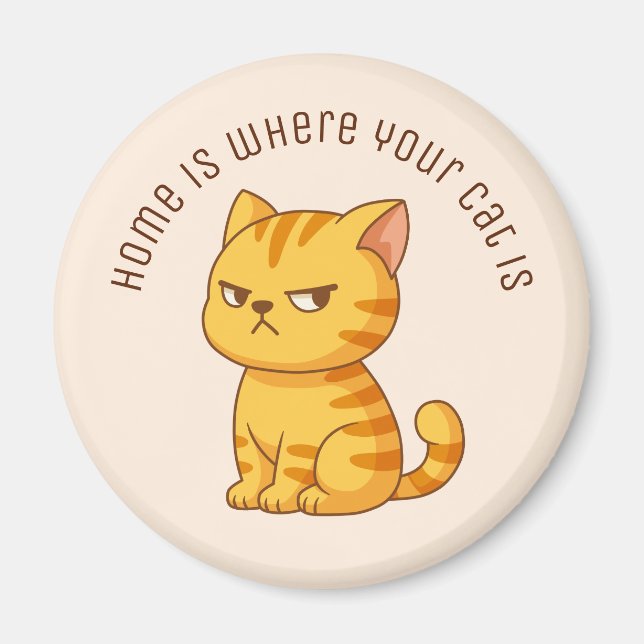 Íman Gato Tabby Laranja Mal-Humorado Texto Personalizad (Frente)