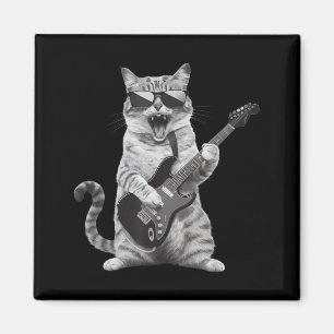 Íman Gato Tocando Guitarra Rock Star Rock And Roll Home
