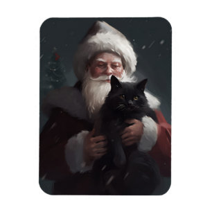 Íman Gato Tuxedo Com Natal Festivo do Papai Noel