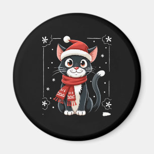 Íman Gato Tuxedo de Natal Cachecol Santa Feio Xmas Mulh