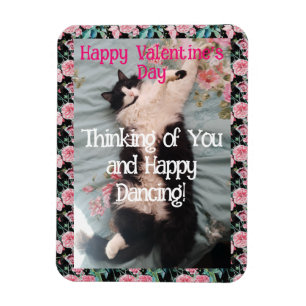 Íman Gato Tuxedo Fofo Dia Dos Namorados Dança Feliz