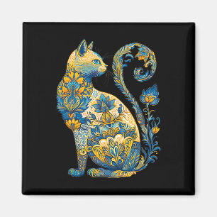 Íman Gato Ucraniano Floral Vintage Bandeira da Ucrânia