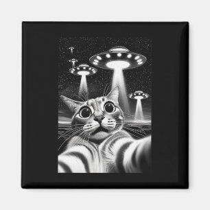Íman Gato Ufo Meme de Invasão Engraçado Retro Alien Gat
