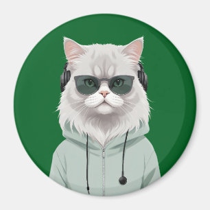 Íman Gato Vestindo Hoodie Engraçado Caráter Animal Lega