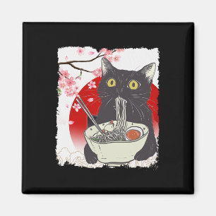 Íman Gato Vintage Comendo Ramen Engraçado Noodle Gato J