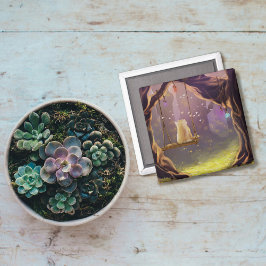 Íman Gato Whimsical em um Swing Magnet