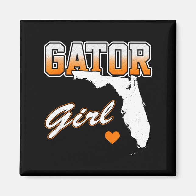 Íman Gator Girl Florida Heart Map Souvenir Gift For Wom (Frente)