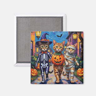 Íman Gatos Abissínios Trick-or-Treating em Fantasias de