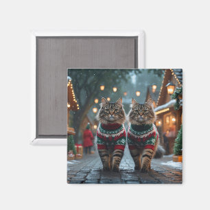 Íman Gatos Angora Turcos Natal Neve Férias