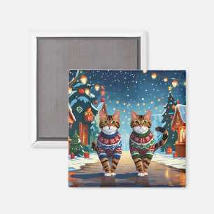 Íman Gatos Bengala Natal Neve Feriado